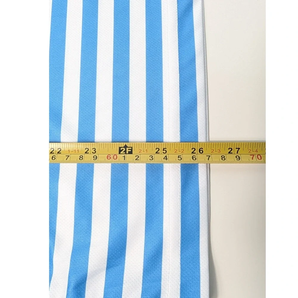 Chaps Polo Shirt Boys Size L 14/16 Azure Blue White Striped Performance NWT
